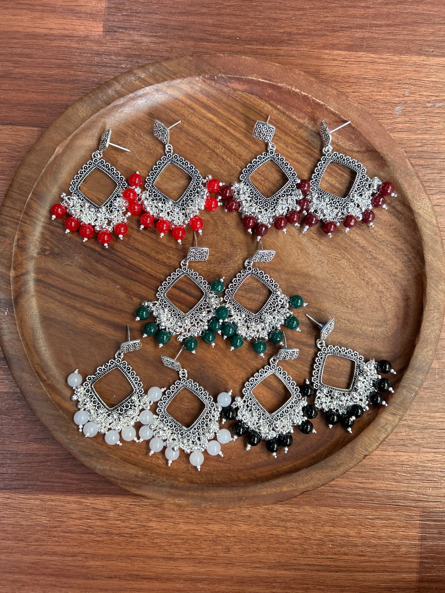 Colourful Big Square Resin Jhumka