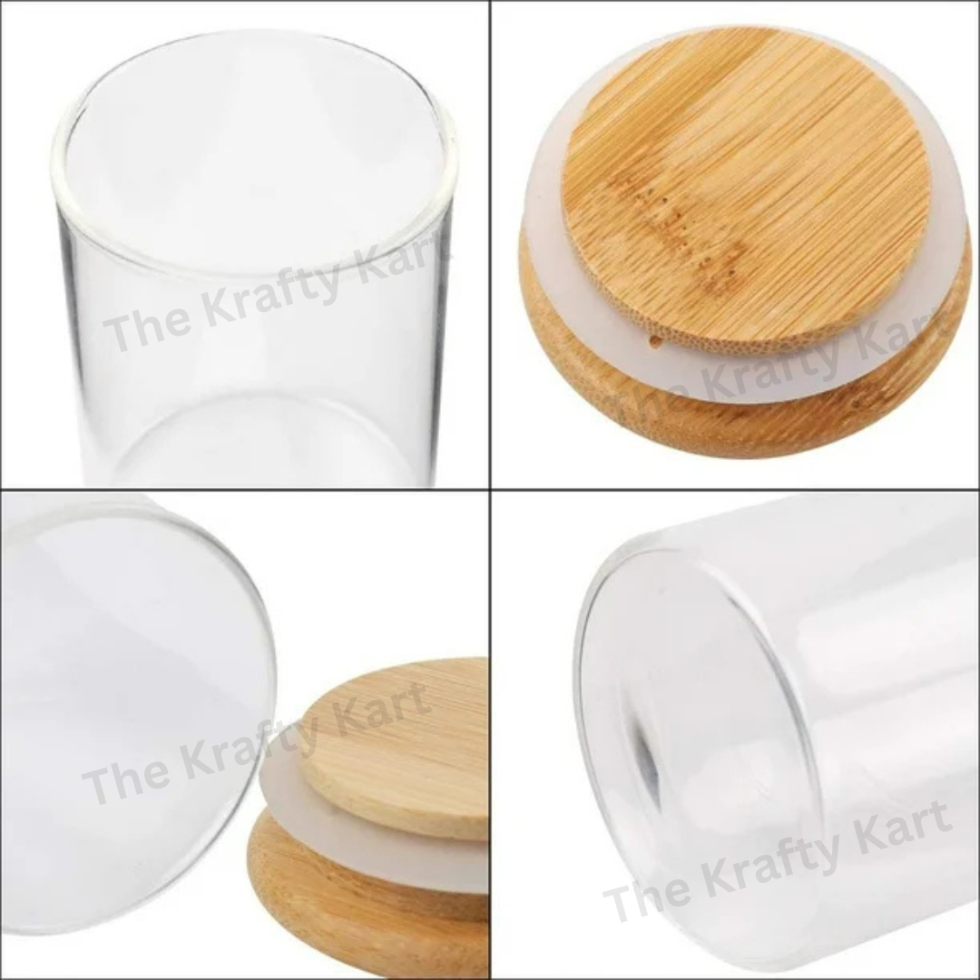 Round Jar With Wooden Tin For Candle