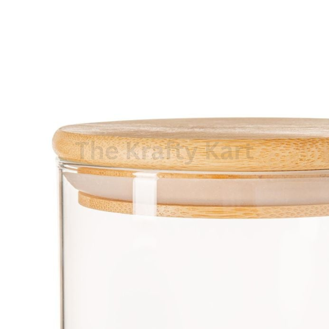 Round Jar With Wooden Tin For Candle