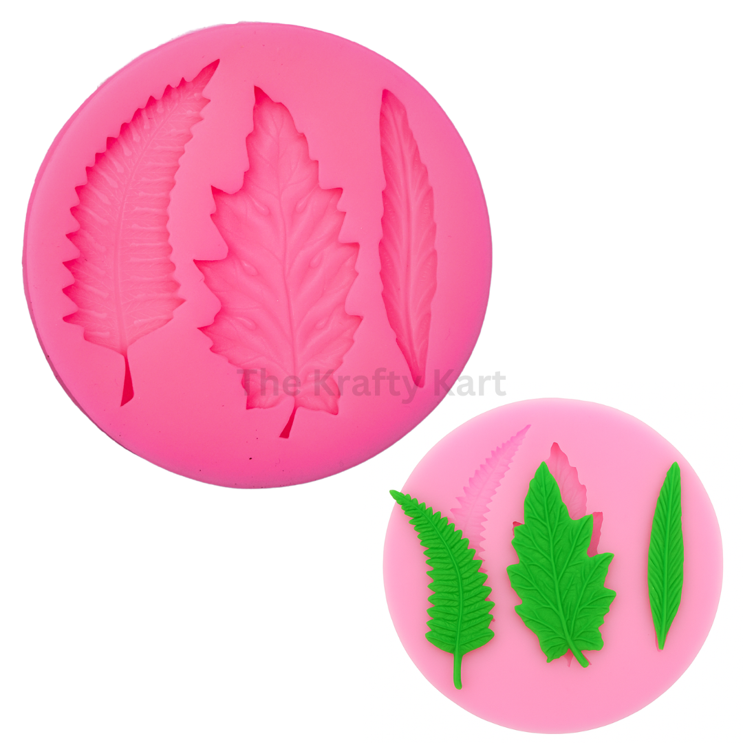 3 Cavity Leaf Pink Candle Mould