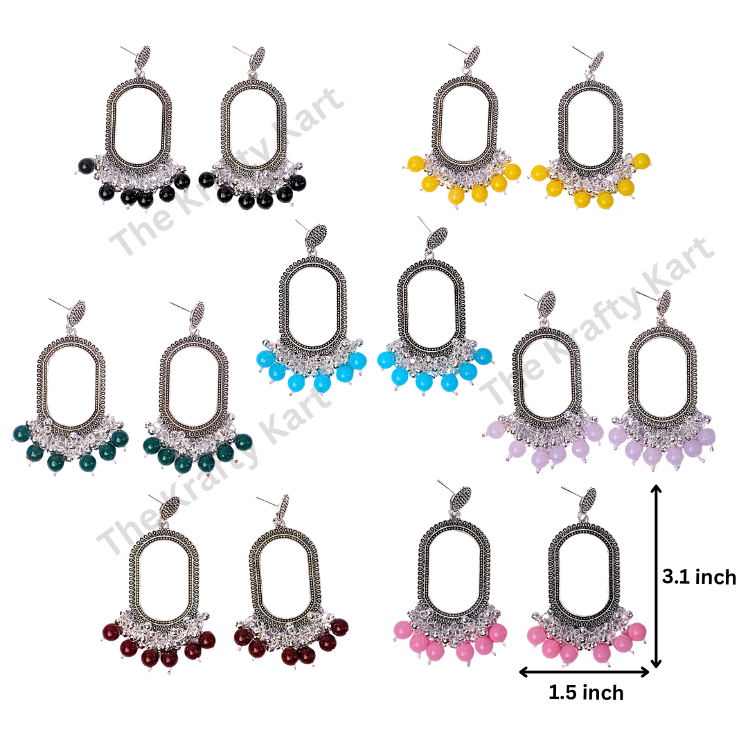Colourful Long Oval Resin Jhumka