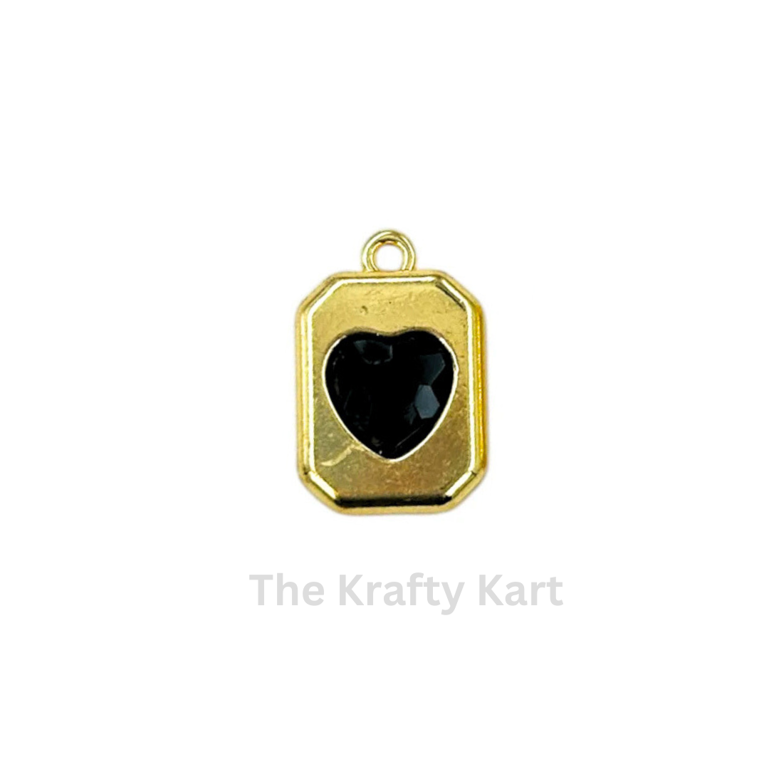 Anti-Tarnish Rectangle Heart Charm Pendant