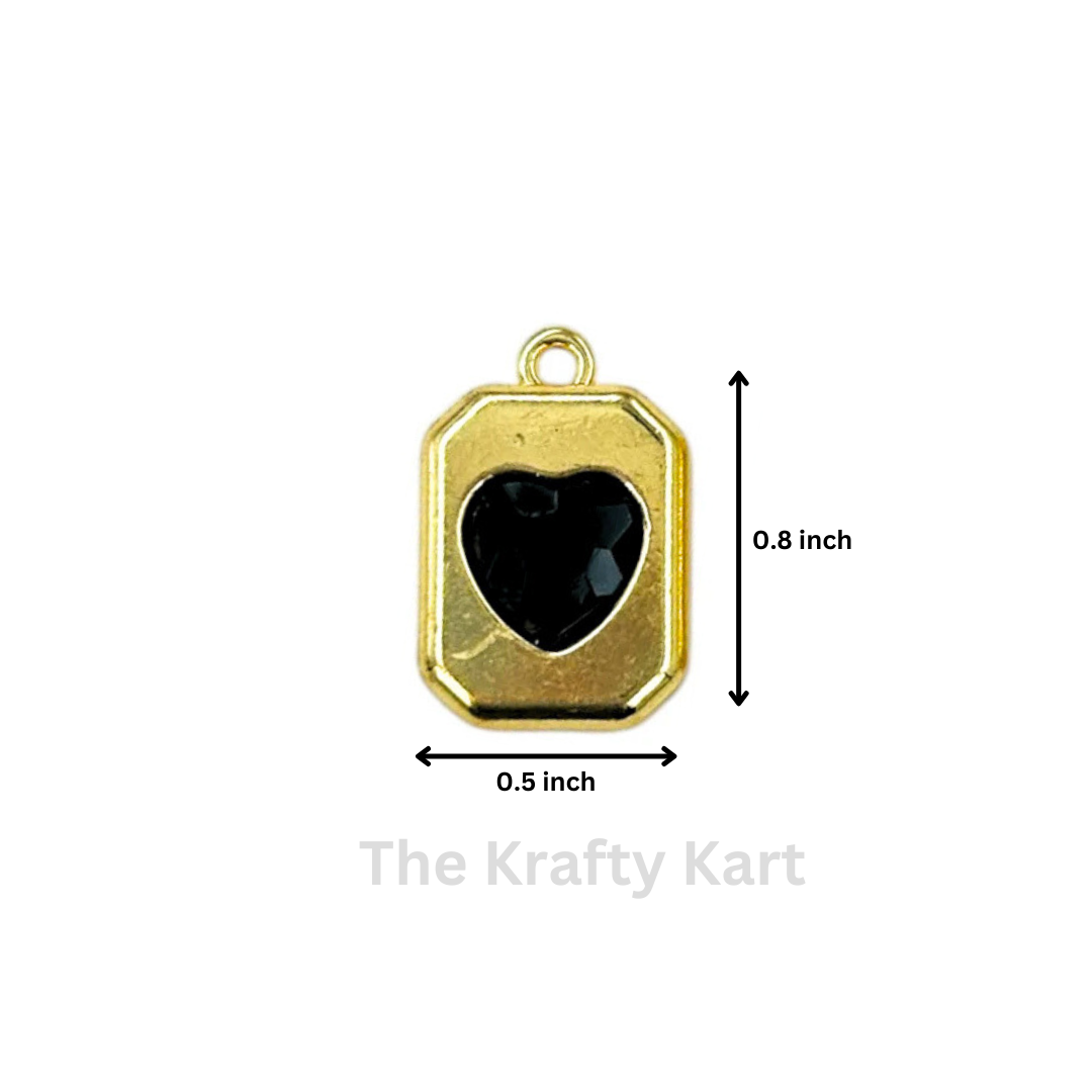 Anti-Tarnish Rectangle Heart Charm Pendant