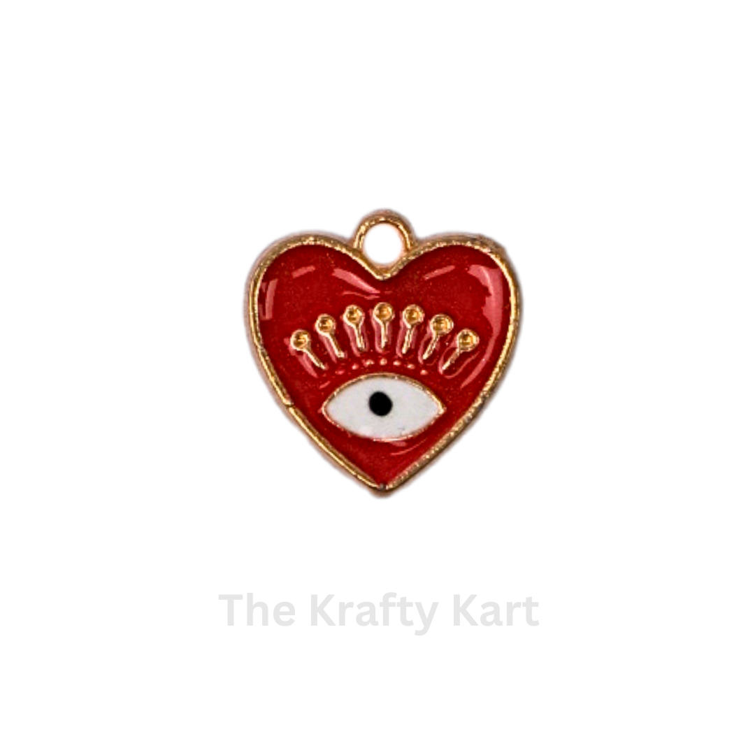 Charm - Red Heart Evil Eye