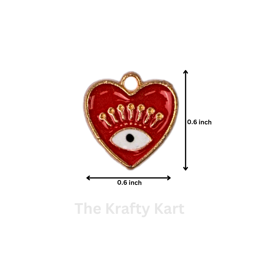 Charm - Red Heart Evil Eye