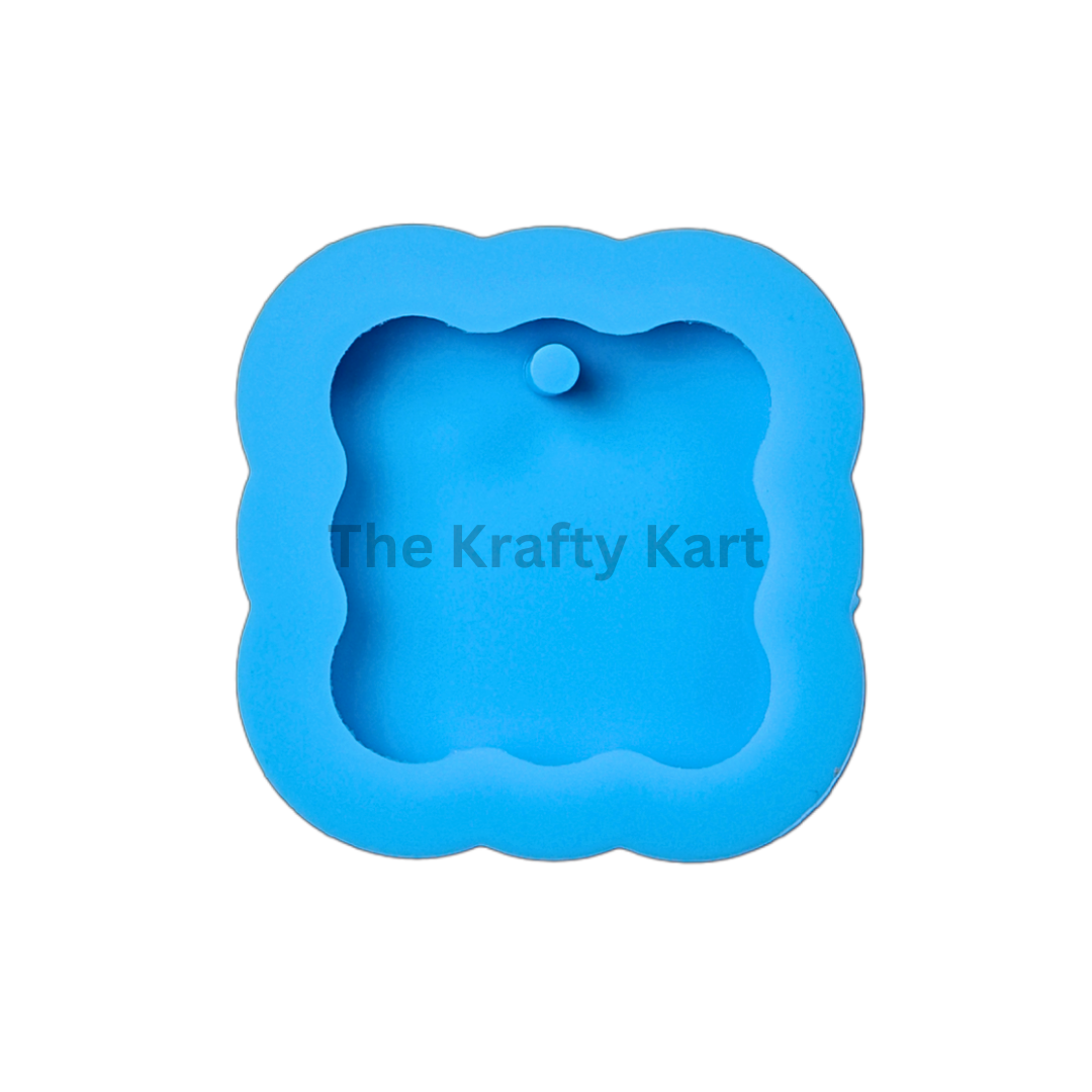 Zigzag Square Border Keychain Blue Mould - Main Image