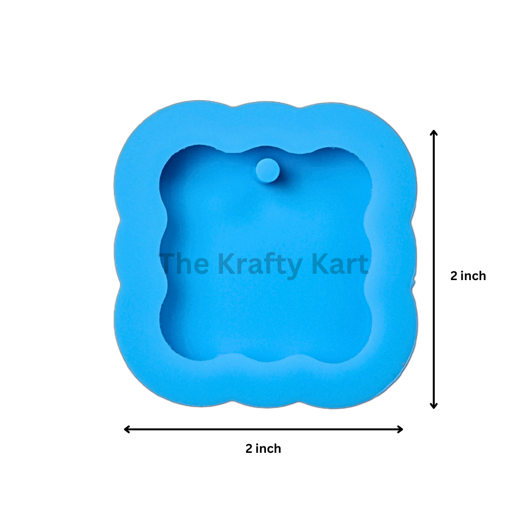 Zigzag Square Border Keychain Blue Mould