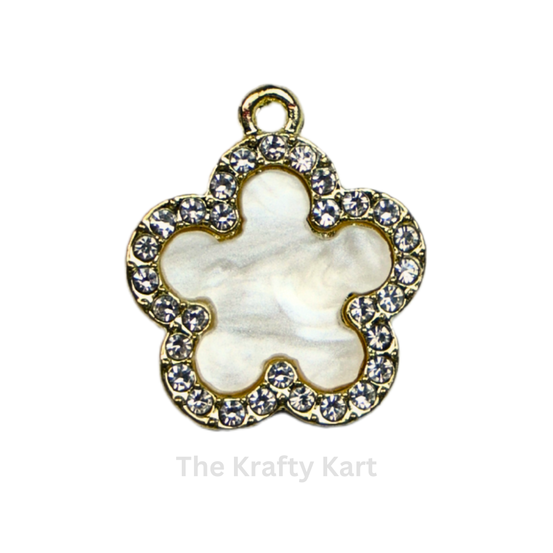 Mother Pearl Diamond Flower Charm