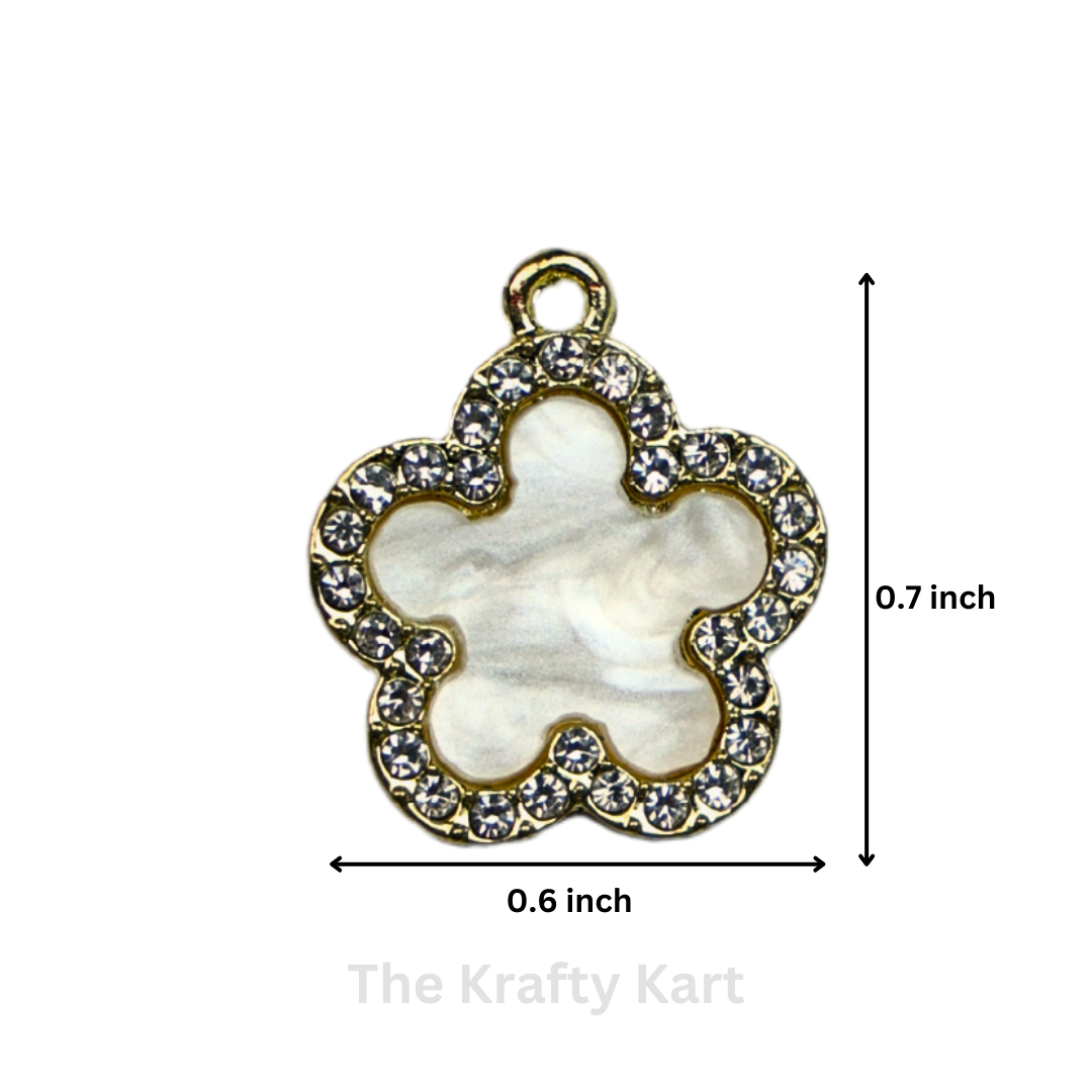 Mother Pearl Diamond Flower Charm