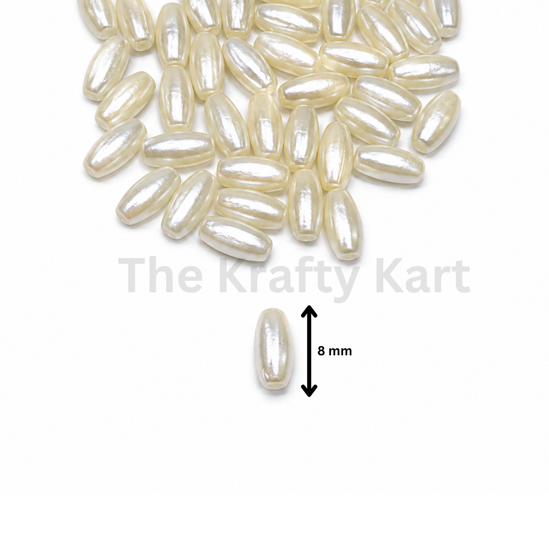 White Oval Pearl Beads