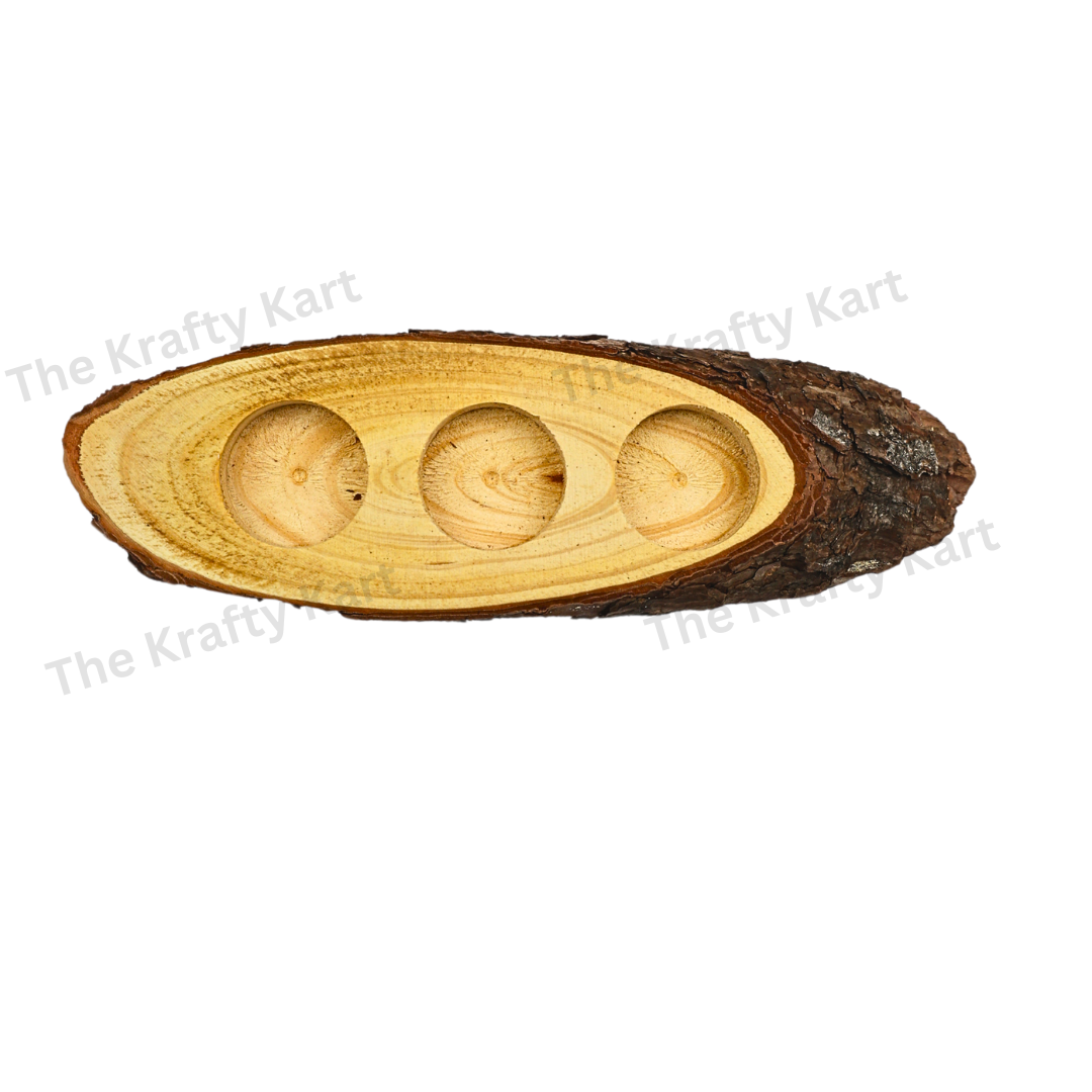 Long Oval Wooden Candle Stand