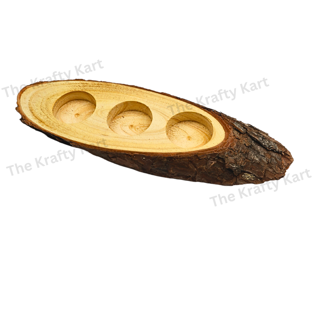 Long Oval Wooden Candle Stand