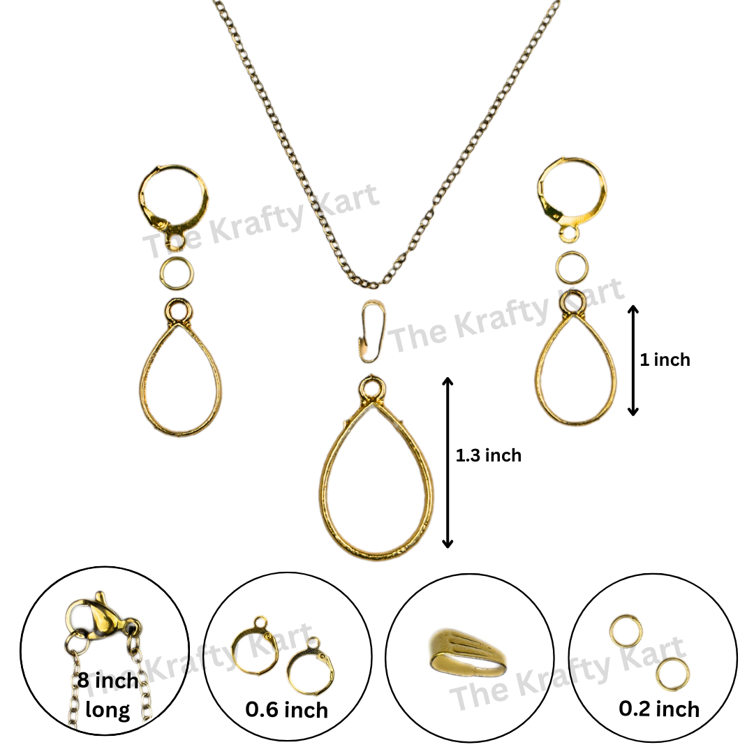 Big Pendant & Earring Set (Golden)