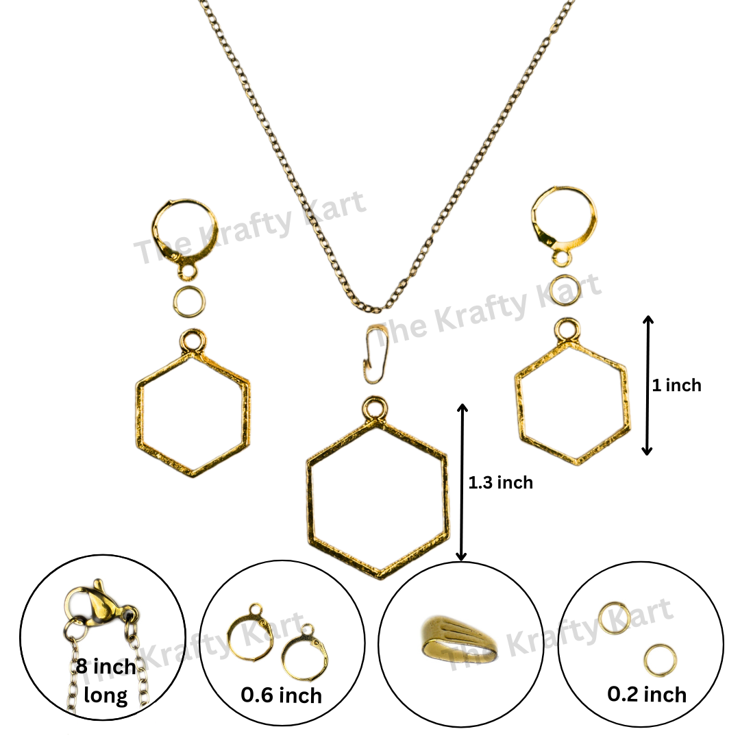 Big Pendant & Earring Set (Golden)
