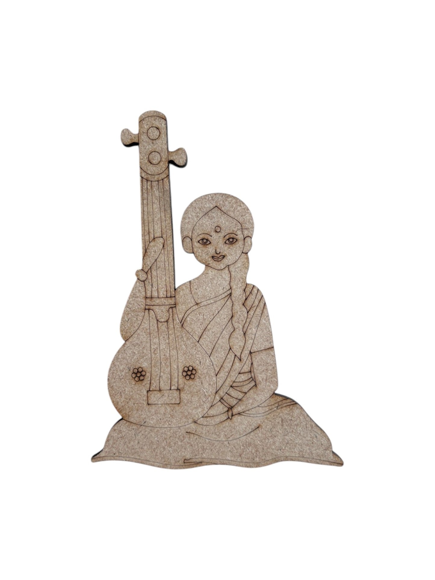 Pre Marked Woman With Sitar Mdf (A)