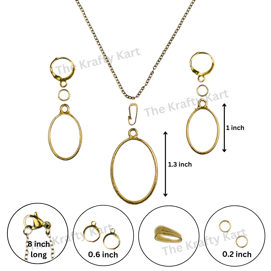Big Pendant & Earring Set (Golden)