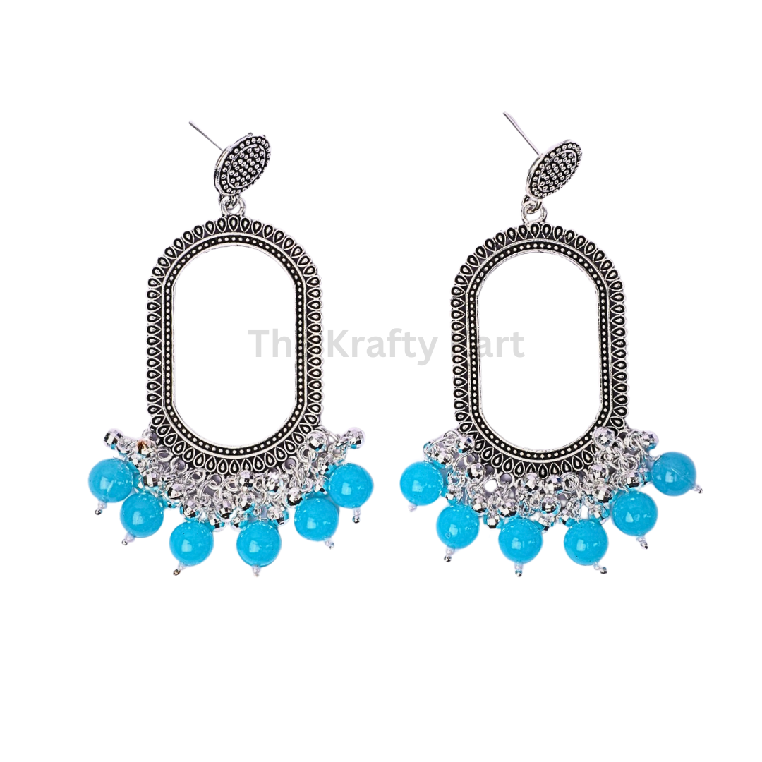 Colourful Long Oval Resin Jhumka