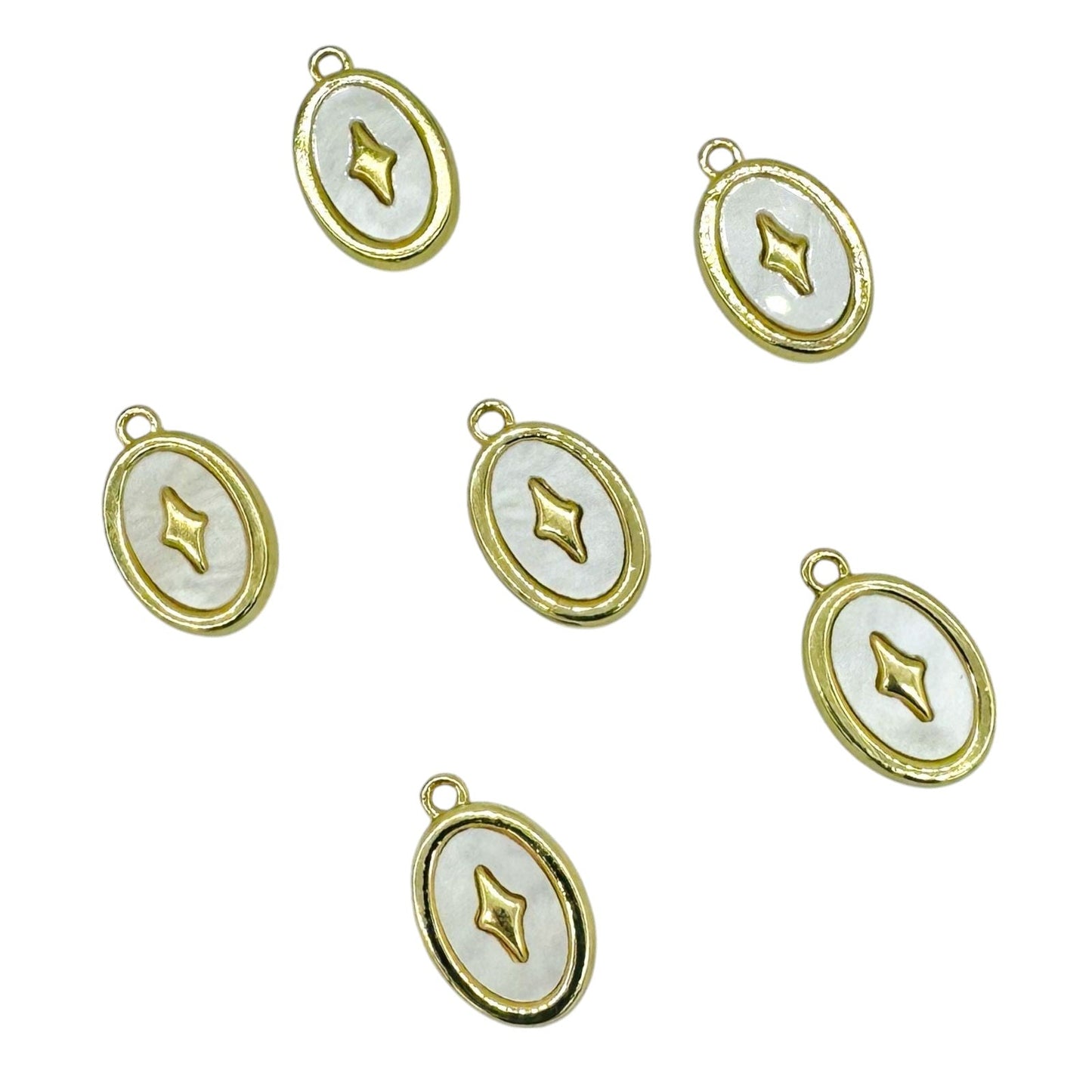 Anti-Tarnish Star Oval Charm Pendant