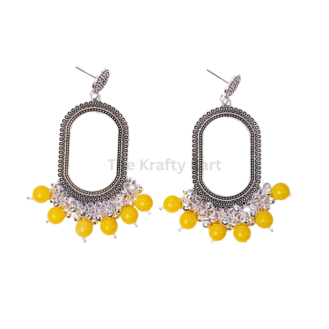 Colourful Long Oval Resin Jhumka