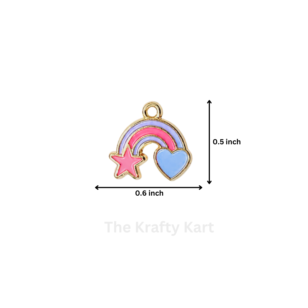 Anti Tarnish Charm - Rainbow With Star & Heart