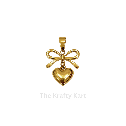 Anti-Tarnish Heart & Bow Charm Pendant