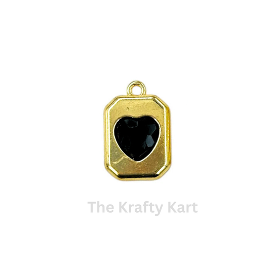 Anti-Tarnish Rectangle Heart Charm Pendant