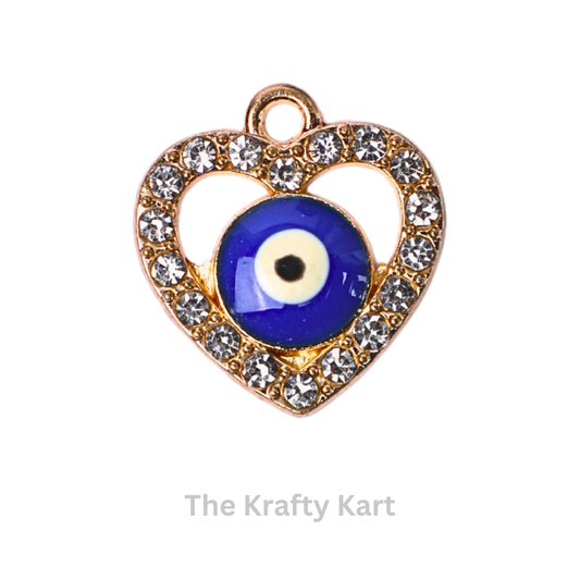 Charm - Diamond Heart Evil Eye