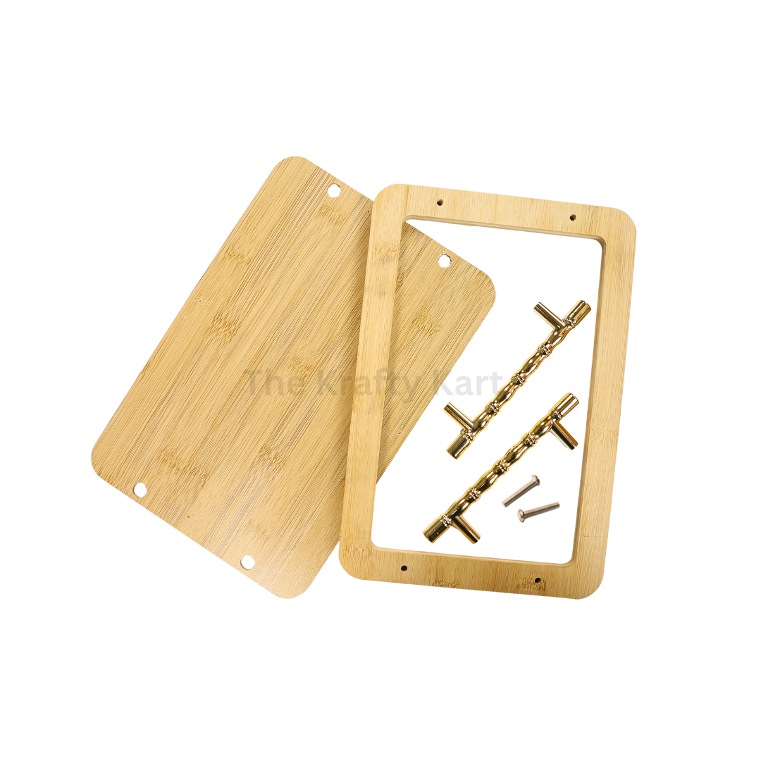 Rectangle Wooden Tray With Golden Handles (A)