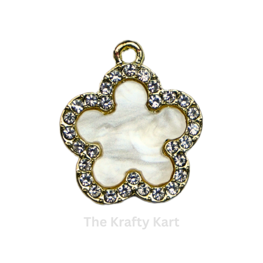 Mother Pearl Diamond Flower Charm