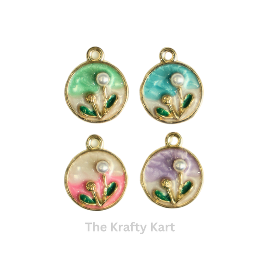 Charm - Vintage Pearl Flower