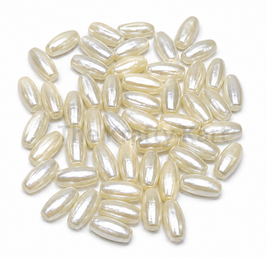 White Oval Pearl Beads