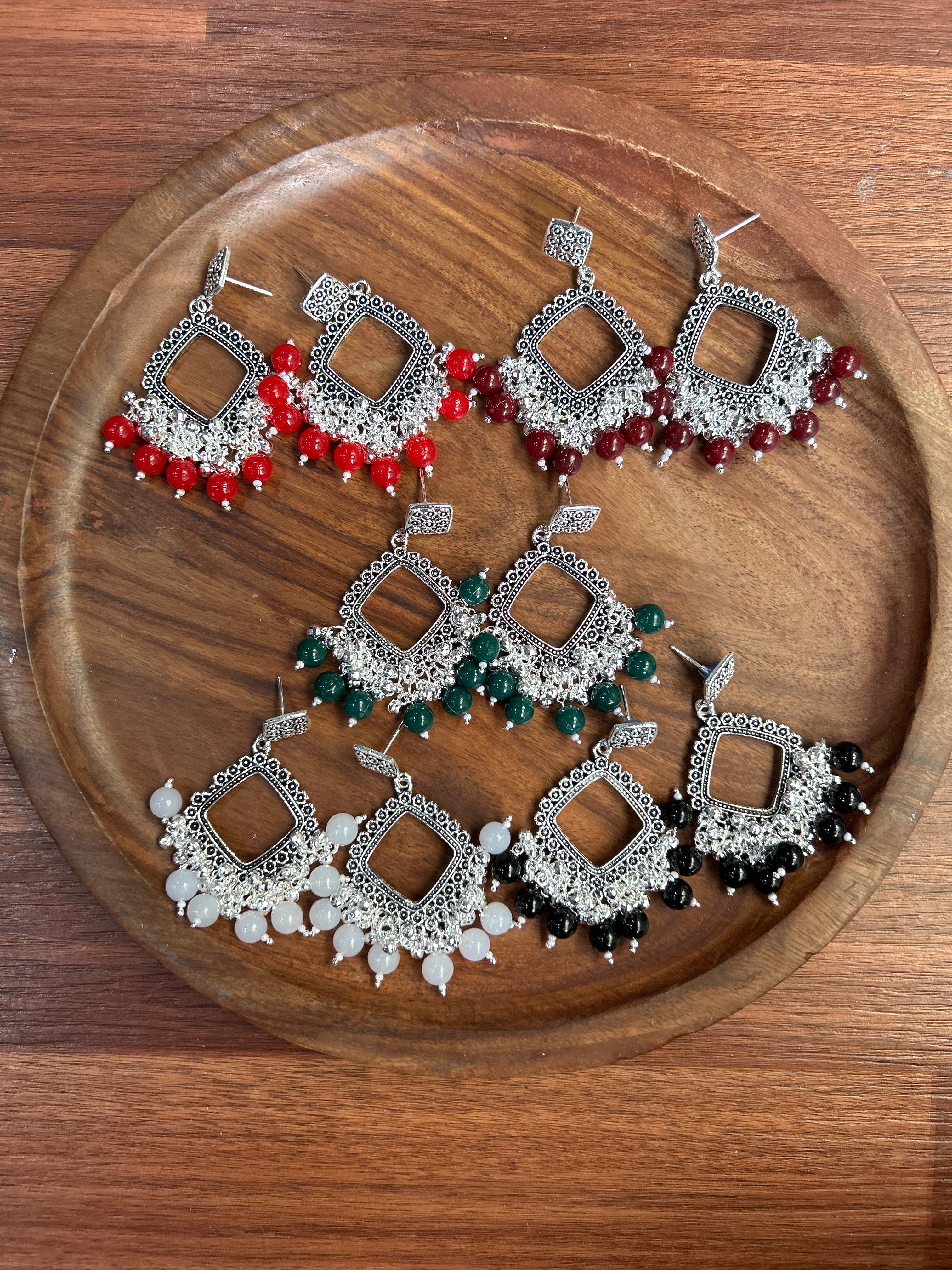 Colourful Big Square Resin Jhumka