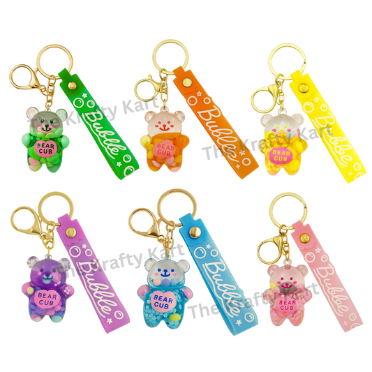 Animated Water Keychain - Teddy Bear