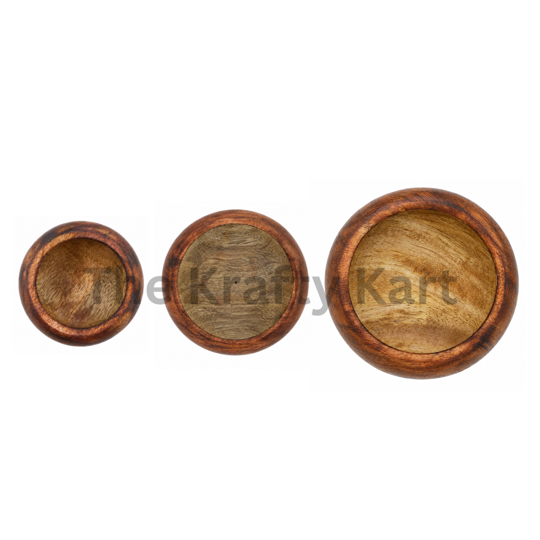 Wooden Round Urli Bowl