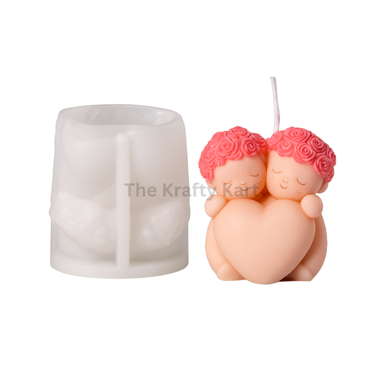 Baby Couple With Heart Candle Mould