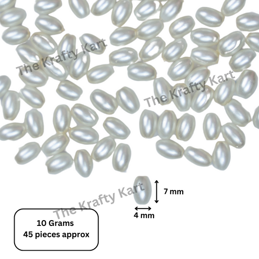 White Oval Pearl Beads