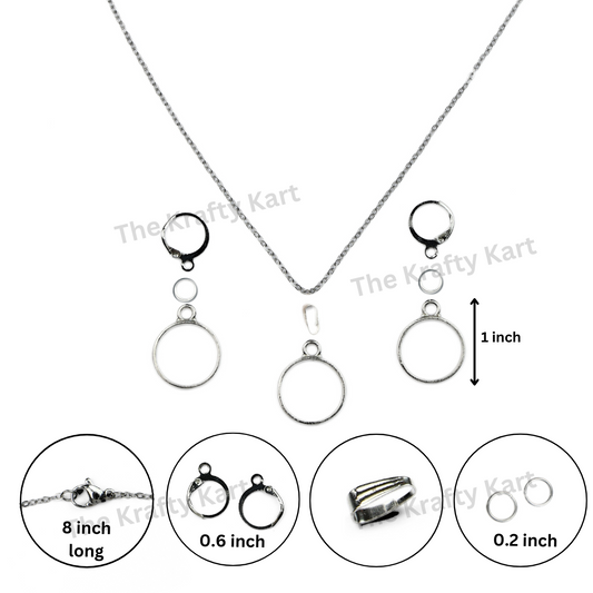 Earring & Pendant Set (Silver)
