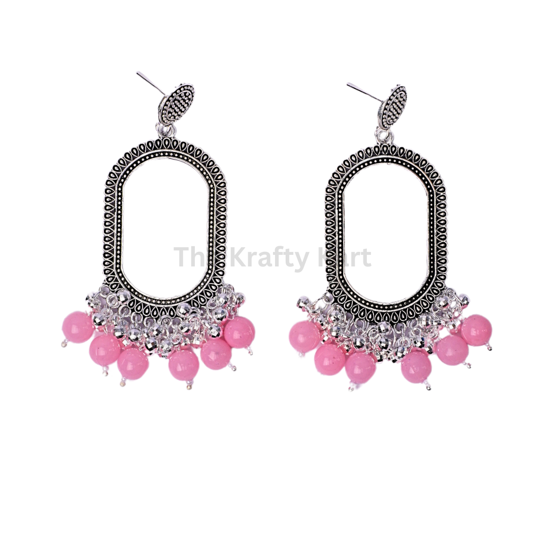 Colourful Long Oval Resin Jhumka